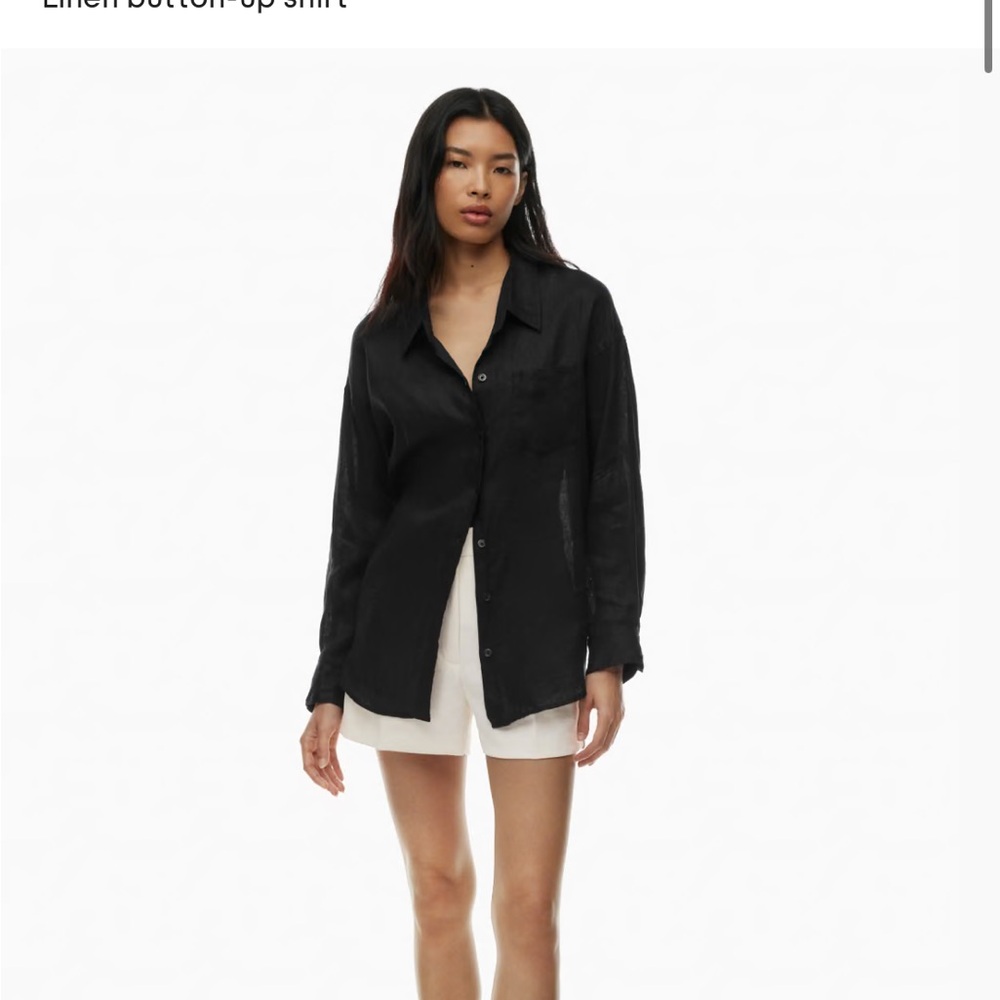 Wilfred Black Linen Button-Down Shirt